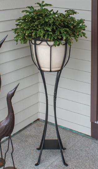 Wrought Iron Plant Stand with Galvanized Steel Planter Container